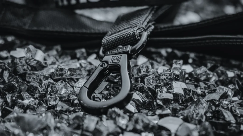 High-quality dog leash featuring a durable carabiner clip, resting on a textured glass surface. — selected for United States readers